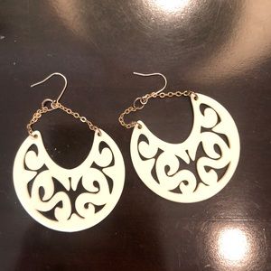 White statement earrings